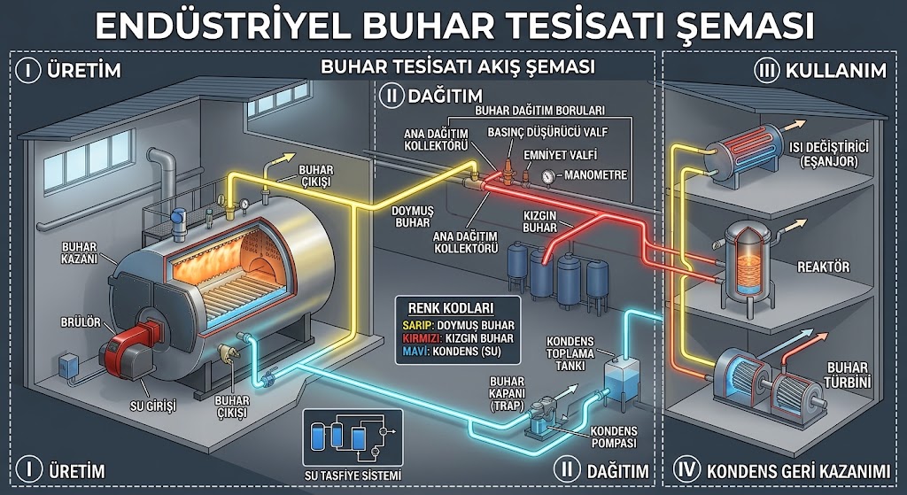 buhar tesisatı endüstriyel buhar tesisatı